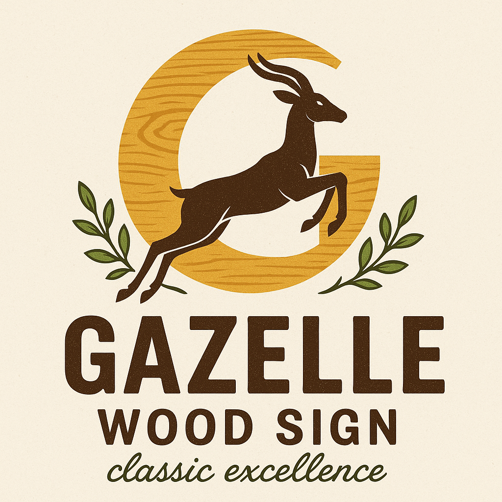 Gazelle Wood Sign logo