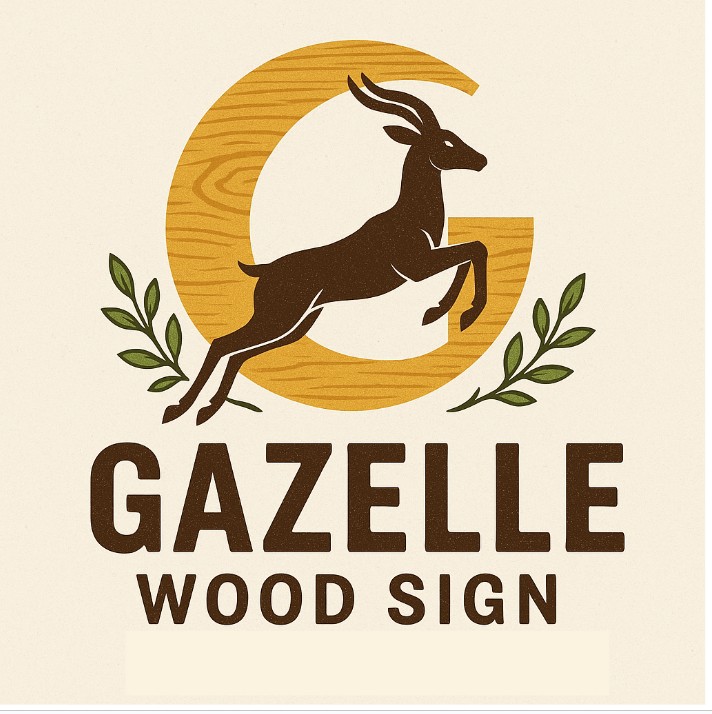 Gazelle Wood Sign Logo